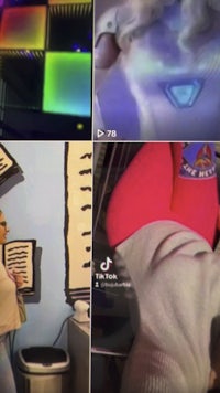 a series of pictures showing a woman in a room